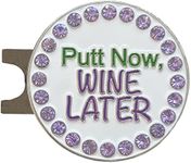 Giggle Golf Bling Putt Now, Wine Later Golf Ball Marker with A Magnetic Hat Clip | Fun Golf Accessories for Women