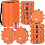 Linkitom 12 Pack LED Road Flare, Emergency Roadside Safety Beacon Disc Warning Flare Light Kit with Magnetic Base for Vehicles & Boat