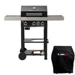 CosmoGrill Gas Barbecue 2+1 - Premium Black Range, Outdoor BBQ Grill with Sear & Ring Side Burner (Barbecue & Weatherproof Cover)