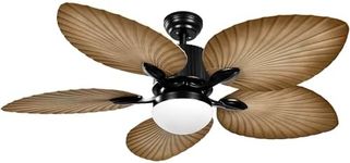 YITAHOME Tropical Ceiling Fan with LED Light and Remote, 52 Inch Outdoor Palm Leaf Fan for Patio with Memory Function, 5 Leaf Blades, Reversible DC Quiet Motor, for Porch, Farmhouse, Indoor