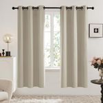 Deconovo Room Darkening Thermal Insulated Curtains, Grommet Top Blackout Window Curtains Pair for Living Room, 42 x 63 Inch, Light Beige, 2 Panels Bedroom Curtains