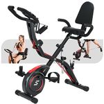 SINUODE Folding Exercise Bike with Arm & Leg Band, Foldable Stationary Bike for Seniors, Recumbent Exercise Bike for Home, Pluse Sensor, Back Rest, Large Seat, 330lbs Max Weight