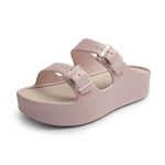 Lemon Jelly Women's Platform Sandals - Casual Double-Buckled Water-Friendly Wedges for Beach - Comfortable, Lightweight Slip-On Sandals for Ladies - Cute, Versatile Chunky Summer Slides - Rose