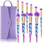 Makeup Brushes, START MAKERS 10Pcs Premium Synthetic Make Up Brushes Blue and Purple Gradient Diamond Handle Foundation Makeup Brush Set Professional for Powder, Cream and Eyeshadow with Cosmetic Bag