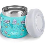 Charcy 12oz Kids Stainless Steel Vacuum Insulated Food Jar, Wide Mouth Leak-Proof Soup Thermos, Container Set for 8h Hot and 6h Cold - Turquoise Mermaid