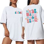 Bride Shirt Bride and Babe Oversized Shirts Retro Bachelorette T Shirt Wedding Vacation Short Sleeve Bachelorette Party Tops, White, Small