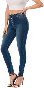 Ecupper Alisa.Sonya Women's High Waist Skinny Jeans Stretchy Jeggings, UK 10 / Label size S, Dark Blue