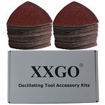 XXGO 100 Pcs 60 Grits 3-1/2 Inch 90mm Triangular Hook & Loop Multitool Sandpaper for Wood Sanding Fit 3.5 Inch Oscillating Multi Tool Sanding Pad XG902060