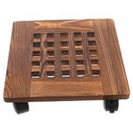 Pot Planters Indoor Plant Wooden Square Plant Roller with Lockable Caster Wheels Roller Moving Pallet Plant Tray Trolley Coaster Saucer for Balcony Terrace Corridor 30X30CM