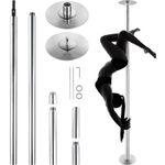 VEVOR Professional Dancing Pole, Spinning Static Dancing Pole Kit, Portable Removable Pole, 45mm Heavy-Duty Stainless Steel Pole, Height Adjustable Fitness Pole, for Exercise Home Club Gym, Silver