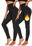 KeepCart Pack of 2 Winter Warm Fleece Lined Leggings for Women Thick Thermal Leggings Elastic Soft Comfortable Velvet Tights, Free Size (Waist Size 24 inch to 34 inch)