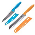 Zyliss 2 Piece Serrated Knife Value Set - Stainless Steel Knife Set - Set Includes One Bread Knife & One Serrated Utility Knife - Travel Knife Set with Sleeves - Dishwasher & Hand Wash - 2 Pieces