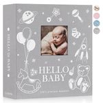 Lanpn Baby Photo Album 4x6 600 Pockets, Linen Cover Photo Book Newborn Bebe Album Memory Book with Front Window Holds 600 Horizontal and Vertical Pictures Gift for Boy Girl Baby Shower Grey