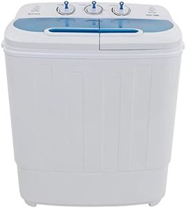 ROVSUN 15LBS Portable Washing Machine, Electric Washer and Dryer Combo with Washer(9lbs) & Spiner(6lbs) & Pump Draining, Great for Home RV Camping Dorm College Apartment (white & blue)