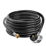 Bbcuepro 12FT QCC1 Low Pressure Propane Regulator and Hose - Universal Propane replacement Hose with Regulator for Most LP Gas Grill, Patio Heater, Fire Pit, Stove and More - 3/8 Inch Female Flare