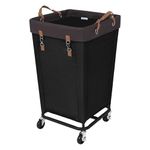 StorageWorks Laundry Hamper with Wheels, 160L Large Hampers for Laundry Rolling Laundry Basket, Dirty Clothes Hamper for Hotel, Home, Closet, Dorm, Black, 1-Pack