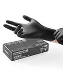 LANON 3-mil Food Safe Disposable Nitrile Gloves, Latex-Free,Powder Free,Silicone-Free,Textured Fingertips, Cooking,Black, Medium