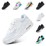 Mens Trainers Womens Running Shoes Slip On Casual Sneakers Ladies Mesh Tennis Sneaker Non Slip Lightweight Sports Shoes Air Cushion White 9 UK