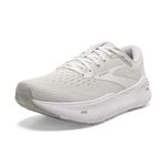 Brooks Women’s Ghost Max Cushion Neutral Running & Walking Shoe, White/Oyster/Metallic Silver, 9.5