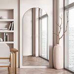 MirrorOutlet The Arcus - Frameless Modern Full Length Arched Leaner/Wall Mirror 74" X 33" (190CM X 85CM) Silver Mirror Glass with Black wooden Backing - Polished Edgin