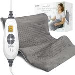 Pure Enrichment Purerelief Xxl (20" X 24") Electric Heating Pad For Back Pain And Cramps - 6 Instaheat Settings, Machine Washable, Soft Microplush, 2-Hour Auto Shut-Off, & Storage Bag (Gray)