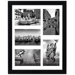 Americanflat 11x14 Collage Picture Frame in Black - Display Five 4x6 Picture with Mat and 11x14 Without Mat - Shatter Resistant Glass Horizontal and Vertical Formats for Wall