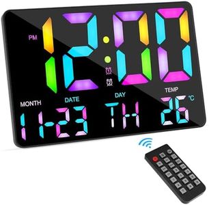 welltop Digital Wall Clock Large Display, 11.5" Large LED Digital Wall Clock with RGB Colors Changing Remote Control, Auto Brightness Alarm Clock with Night Lights Calendar Temperature Snooze 12/24 H