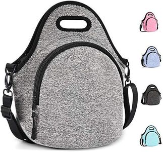 Gowraps Lunch Bags For Women/Men/Kids Neoprene Lunch Tote Bags With Adjustable Detachable Shoulder Straps Reusable Soft Insulated Lunch Bag For School/Travel/Work(Gray)