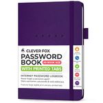 Clever Fox Password Book Medium – Internet Address & Password Journal Organizer – Computer & Website Log-In Keeper Notebook (Purple)