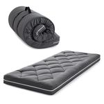 Jamdok 10cm Twin Cot Mattress Topper,3-Layer Structure Foldable Floor Mattress,Gel Memory Foam,Removable Cover,Portable Roll Up Sleep Pad(190X97X10cm)