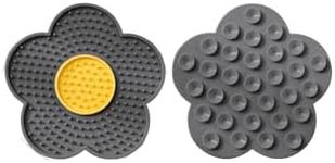 QWINEE Lick Mat for Dogs Cats Flower Shaped Pet Slow Feeder Dog Cat Puppy Bowl Lick Pad for Dog Fun Alternative to Slow Down Eat for Small Medium Large Dogs Grey One-Size