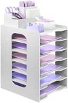 Letter Tray Organiser, A4 Paper Filing Trays, 7-Tier Office File Tray, Desk File Tidy Organizer with Stackable Filing Tray, Desk Paper Organizer with Pen Holder (White)