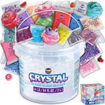 FUN KIDZ 4 LB Huge Clear Slime Bucket Kit for Kids, FunKidz 64 FL OZ Premade Big Crystal Water Slime Pack with 29 Sets Add-ins Jumbo Glassy Slime Toy for Girls Boys Gifts