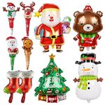 Christmas Balloons, Santa Claus, Snowman, Christmas Tree, Reindeer Balloons, Merry Christmas Foil Mylar Balloons, Christmas Party Decorations, Xmas New Year Eve Party Decoration Supplies - Pack of 10