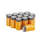 Amazon Basics D Cell 1.5 Volt Everyday Alkaline Batteries - Pack of 12 (Appearance may vary)