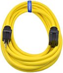 Clear Power 25 ft 12/3 SJTW Heavy Duty Outdoor Extension Cord, Water & Weather Resistant, Flame Retardant, Yellow, 3 Prong Grounded Plug, CP10144