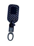 AUTODIFY™ Carbon Fiber Car Key Fob Cover Black Color Hard Case with Keychain Compatible for Hond.a New City, New Civic (Hond.A, 4 Button Push Smart Key)