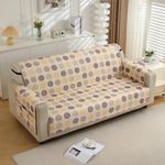 HOKIPO Polyester 3 Seater Quilted Sofa Cover with Pockets, Brown Polka Dot (IN-813-D4)