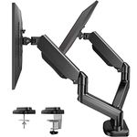 Dual Arm Monitor Stand - Adjustable Gas Spring Computer Desk Mount VESA Bracket with C Clamp/Grommet Mounting Base for 13 to30 Inch Computer Screens - Each Arm Holds Up to 14.3lbs