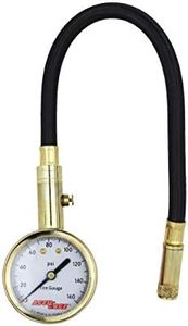 Accu-Gage Tire Gauge – (0-160 PSI) Tire Pressure Gauge with 11 in Braided Air Hose Straight Air Chuck - ANSI Certified/Bleeder Valve for Motorcycle/Car/Truck Tires