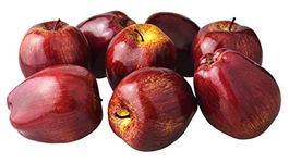 JEDFORE 8Pcs Simulation Artificial Lifelike Fake Dark Red Apple Red Delicious Apples Set Fake Fruit for Home House Kitchen Wedding Party Decoration Photography