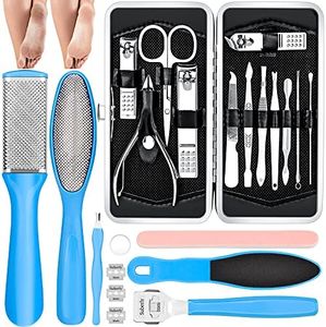 Manicure & Pedicure Kits - 23 in 1 Professional Pedicure Tools Stainless Steel Foot Care and Nail Tools Set, Foot File Foot Rasp Dead Skin Callus Remover Kit for Women Men Home Foot Care, Blue