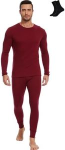 MERINNOVATION Merino Wool Base Layer Set for Men 100% Merino Wool Thermal Underwear Long Sleeve and Bottom Red 250 L