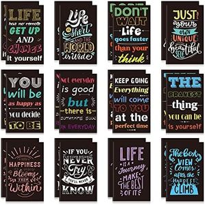 D-Fantix 24Pcs Bulk Mini Notebooks for Kids Party Favors, Inspirational Small Notepad Pocket Size, Motivational Quotes Journal Bulk Prizes, Christmas Stocking Stuffers Ideas (12 Styles)