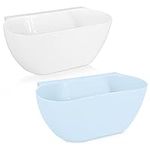 Navaris Hanging Kitchen Waste Bins - Over-Cabinet Garbage Bowl Holder Trash Containers to Collect Counter Food Scraps Compost - Set of 2 in White/Blue