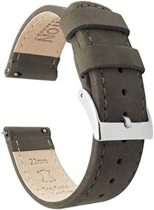 BARTON WATCH BANDS Quick Release Top Grain Leather Watch Band Strap, Espresso Leather/Espresso Stitching, 22mm