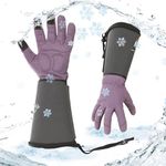 Vgo... Winter Warm Safety Work Gloves Women, Extended Pig Split Leather Cuff,Synthetic Leather, Rose Pruning Thorn Proof,Gardening(Size L,Purple,SL6592FLWP)