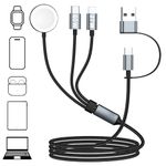 60W Multi Charger Cable, 3 in 2 USB C Cable 4FT Fast Charging Cable for Apple Watch Charger Compatible with iPhone 17/16/15/14/13/12/11/Air/Pro/ iWatch Ultra/SE/11/10/9/8/7/6/5/4/3/2/1/ Galaxy S25