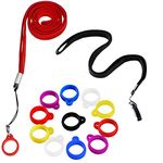 2 Anti-Lost Necklace Lanyard with 12 Pieces Anti-Lost Silicone Rubber Ring Pen Silicone Lanyard Holder (Classic Style), As Shown, as shown