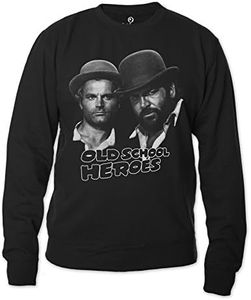 Bud Spencer Men's Old School Heroes Sweatshirt (Black), black, X-Large